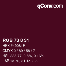 カラーコード: RGB 73 8 31 | qconv.com