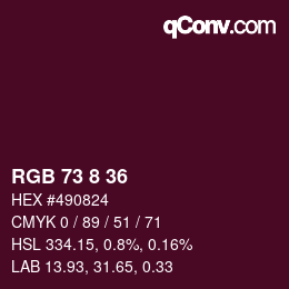 Color code: RGB 73 8 36 | qconv.com