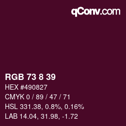 カラーコード: RGB 73 8 39 | qconv.com