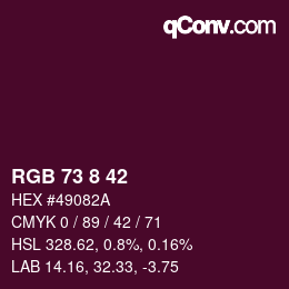 カラーコード: RGB 73 8 42 | qconv.com