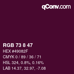 Color code: RGB 73 8 47 | qconv.com