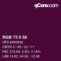 カラーコード: RGB 73 8 56 | qconv.com