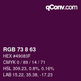 カラーコード: RGB 73 8 63 | qconv.com