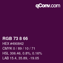 Color code: RGB 73 8 66 | qconv.com
