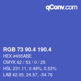 カラーコード: RGB 73 90.4 190.4 | qconv.com