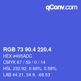 カラーコード: RGB 73 90.4 220.4 | qconv.com