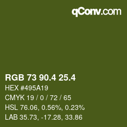 カラーコード: RGB 73 90.4 25.4 | qconv.com