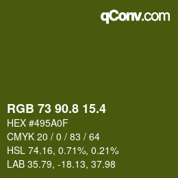 カラーコード: RGB 73 90.8 15.4 | qconv.com