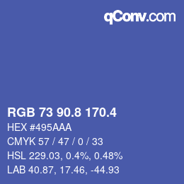 カラーコード: RGB 73 90.8 170.4 | qconv.com