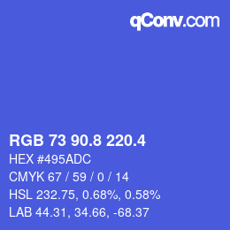 カラーコード: RGB 73 90.8 220.4 | qconv.com