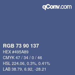 颜色代码: RGB 73 90 137 | qconv.com