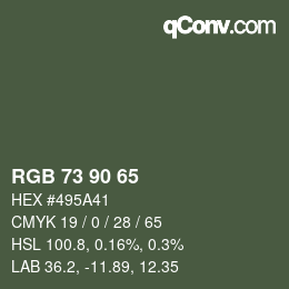 Código de color: RGB 73 90 65 | qconv.com