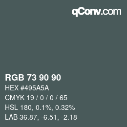 カラーコード: RGB 73 90 90 | qconv.com