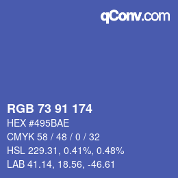 Color code: RGB 73 91 174 | qconv.com