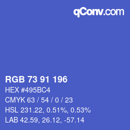 Color code: RGB 73 91 196 | qconv.com