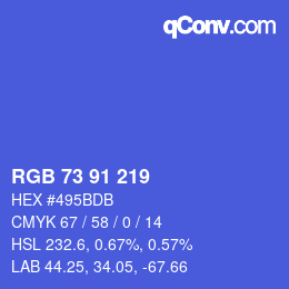 Color code: RGB 73 91 219 | qconv.com