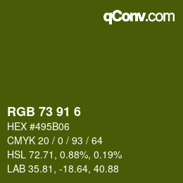 Color code: RGB 73 91 6 | qconv.com