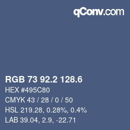 カラーコード: RGB 73 92.2 128.6 | qconv.com