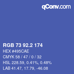 Color code: RGB 73 92.2 174 | qconv.com