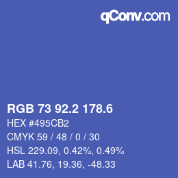 カラーコード: RGB 73 92.2 178.6 | qconv.com