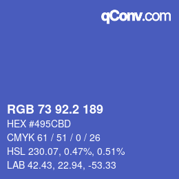Color code: RGB 73 92.2 189 | qconv.com