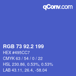 Color code: RGB 73 92.2 199 | qconv.com