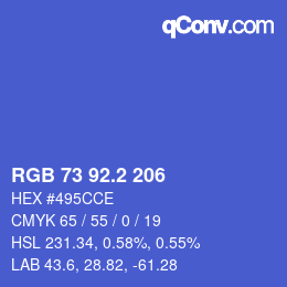 カラーコード: RGB 73 92.2 206 | qconv.com