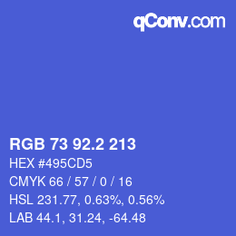 Color code: RGB 73 92.2 213 | qconv.com