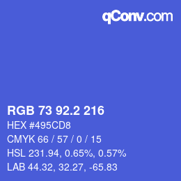 カラーコード: RGB 73 92.2 216 | qconv.com
