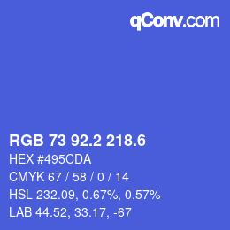 カラーコード: RGB 73 92.2 218.6 | qconv.com