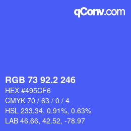 カラーコード: RGB 73 92.2 246 | qconv.com