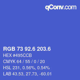 カラーコード: RGB 73 92.6 203.6 | qconv.com