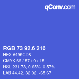 カラーコード: RGB 73 92.6 216 | qconv.com