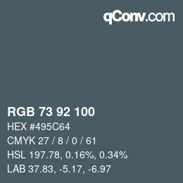 カラーコード: RGB 73 92 100 | qconv.com