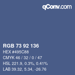 カラーコード: RGB 73 92 136 | qconv.com