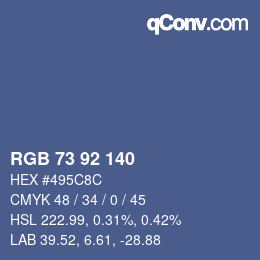 カラーコード: RGB 73 92 140 | qconv.com