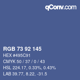 Color code: RGB 73 92 145 | qconv.com
