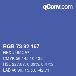 Color code: RGB 73 92 167 | qconv.com