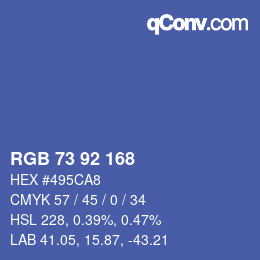 Color code: RGB 73 92 168 | qconv.com