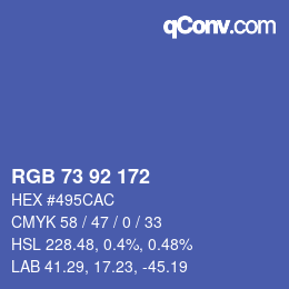 颜色代码: RGB 73 92 172 | qconv.com