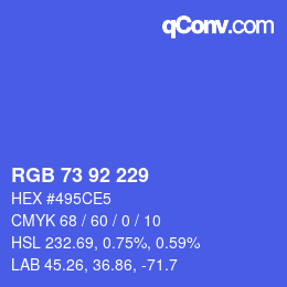 颜色代码: RGB 73 92 229 | qconv.com