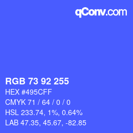 颜色代码: RGB 73 92 255 | qconv.com
