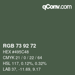 颜色代码: RGB 73 92 72 | qconv.com