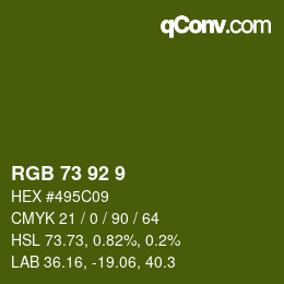 カラーコード: RGB 73 92 9 | qconv.com