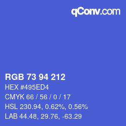 颜色代码: RGB 73 94 212 | qconv.com