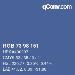 颜色代码: RGB 73 98 151 | qconv.com