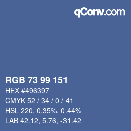 Farbcode: RGB 73 99 151 | qconv.com