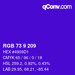 カラーコード: RGB 73 9 209 | qconv.com