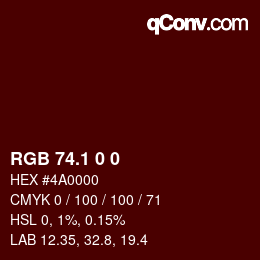 Color code: RGB 74.1 0 0 | qconv.com
