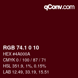 カラーコード: RGB 74.1 0 10 | qconv.com